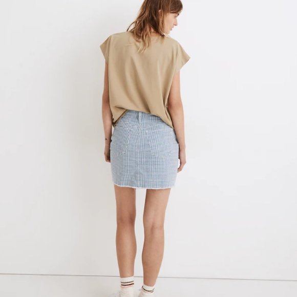 Madewell Stretch Straight Mini Skirt in Gingham: Raw-Hemmed Edition - Picture 3 of 11
